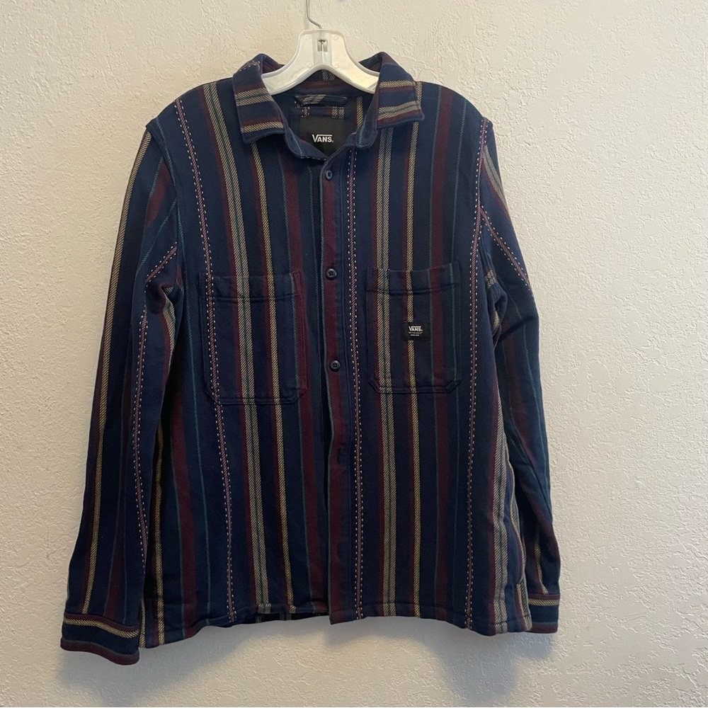 Vans Navy Blue Striped Lightweight Shirt Jacket